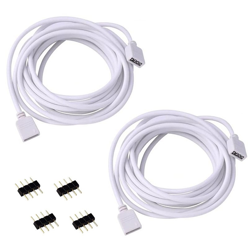 RGBZONE 2 Pack 5M 16.4ft Extension Cable Connect Female Plug to SMD 5050 RGB LED Strip Light with Free 4pcs 4pin Connectors - Image 1